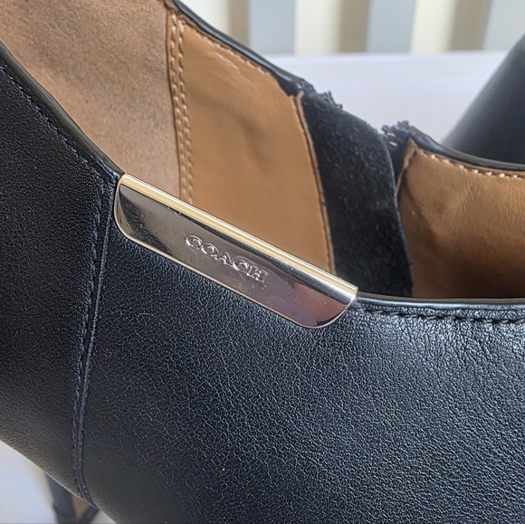 Coach Black Leather Womens High Heeled Booties Size 9.5 - Picture 3 of 11